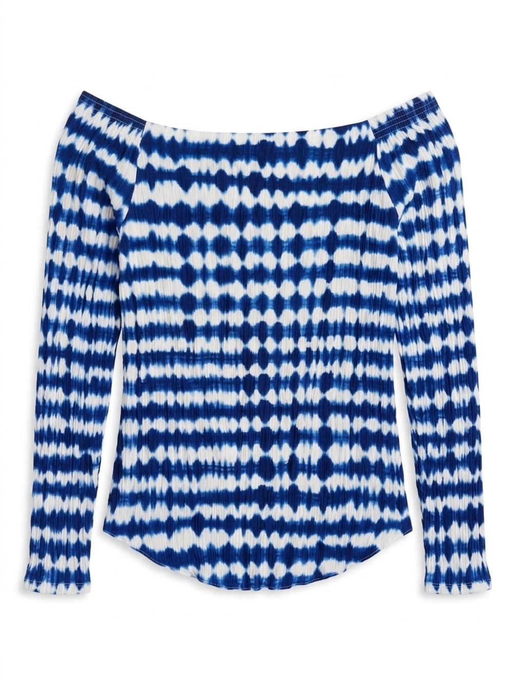 NWOT Saks Fifth Avenue Tie Dye Off The Shoulder Top XS Blue White